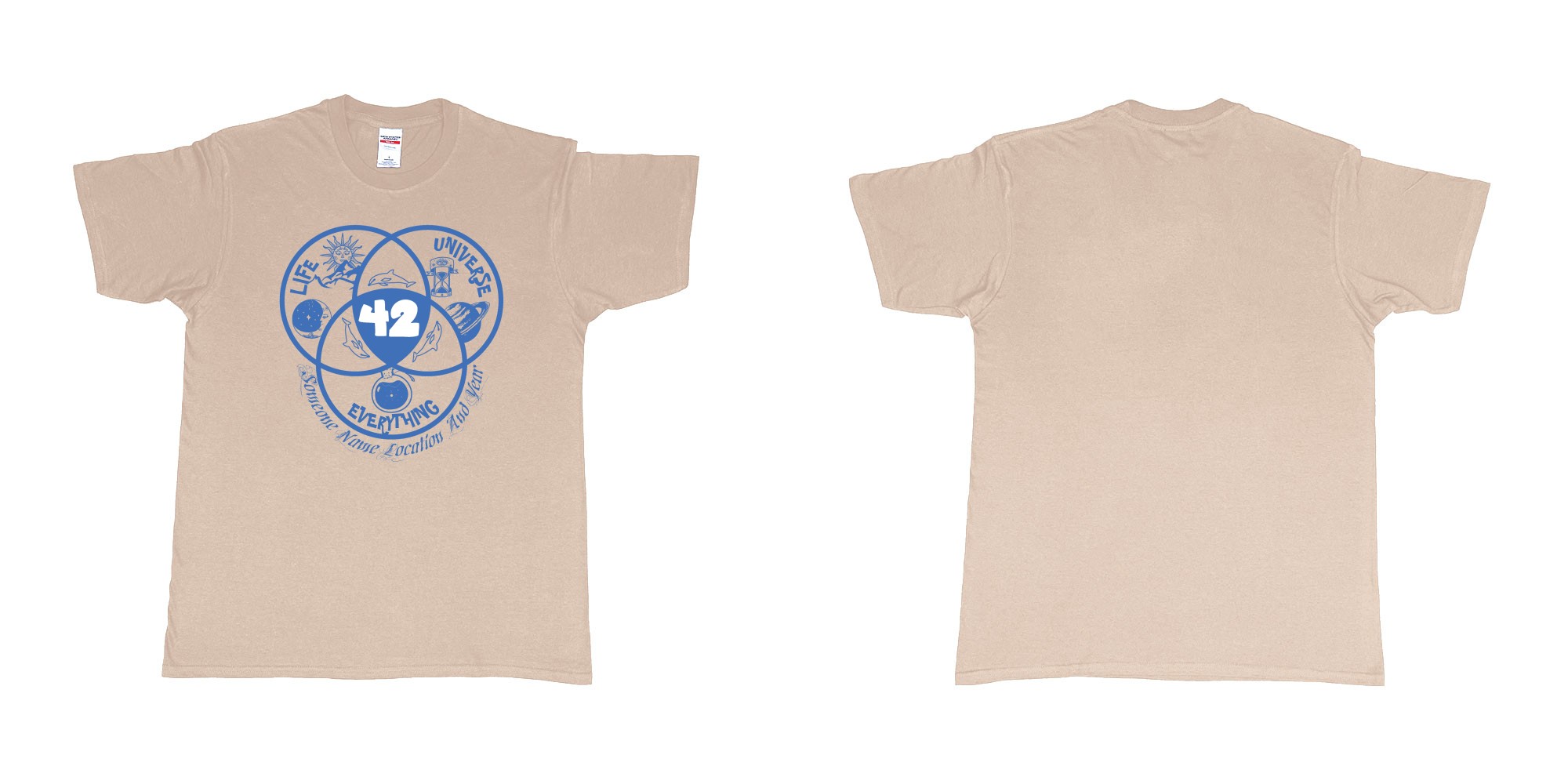 Custom tshirt design  in fabric color sand choice your own text made in Bali by The Pirate Way