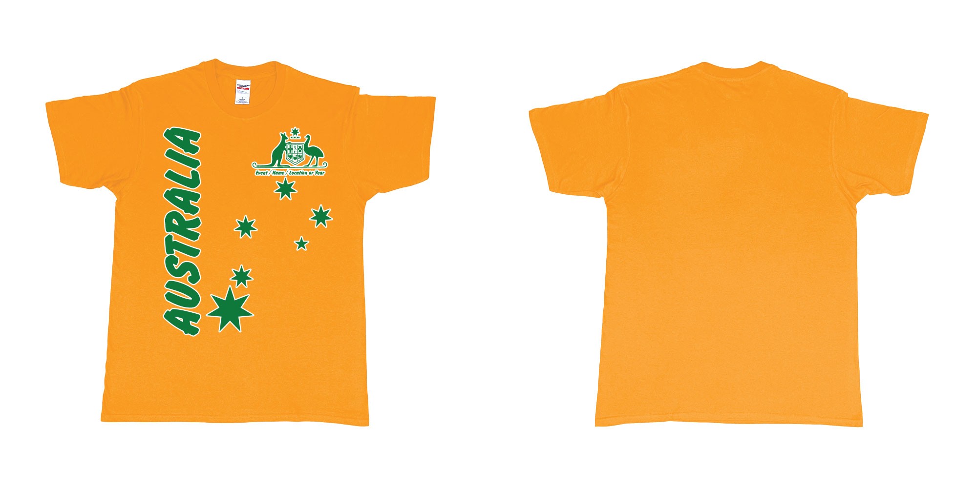 Custom tshirt design  in fabric color gold choice your own text made in Bali by The Pirate Way