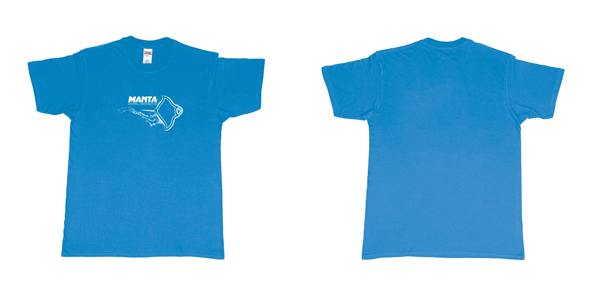 Custom tshirt design  in fabric color sapphire choice your own text made in Bali by The Pirate Way