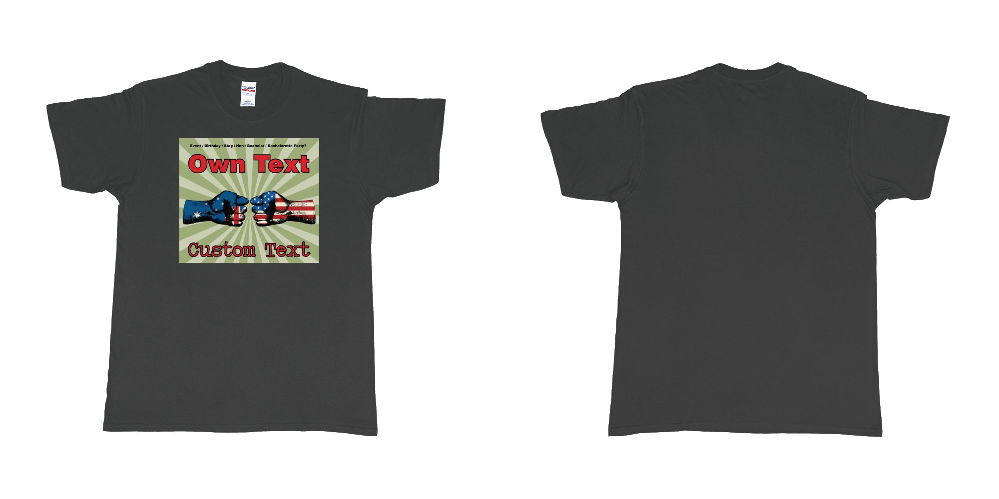 Custom tshirt design  in fabric color black choice your own text made in Bali by The Pirate Way