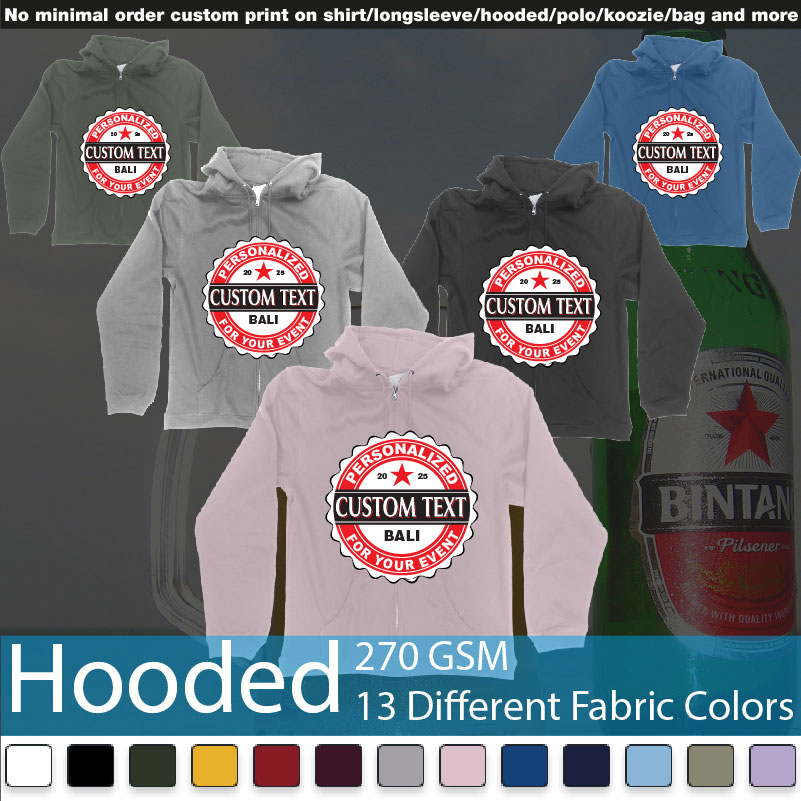 Bintang Beer Better Cap Personalized Own Text Design Hooded Samples On Demand Printing Bali