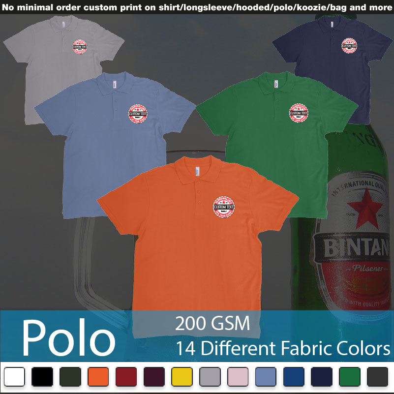 Bintang Beer Better Cap Personalized Own Text Design Polo Shirts Samples On Demand Printing Bali